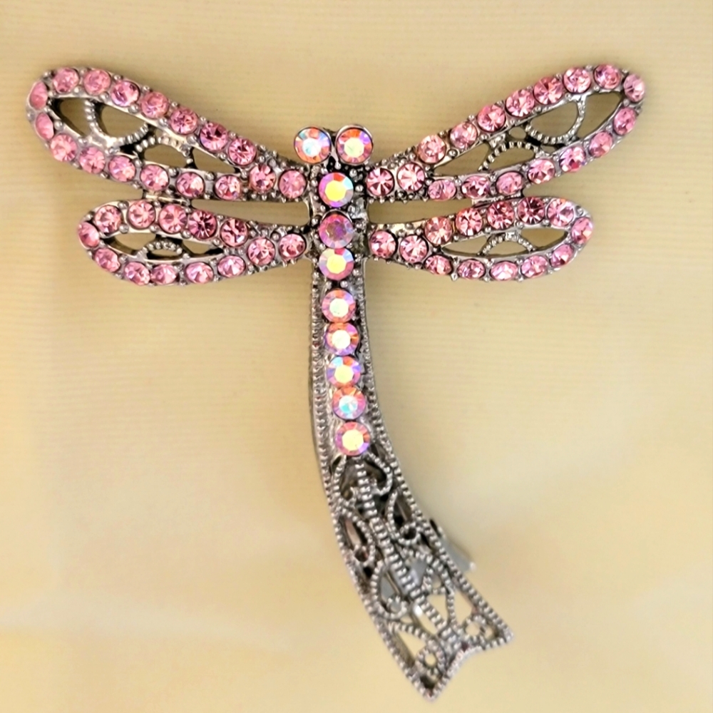 Rhinestone Dragonfly Brooch / Hair Clip - Picture 1 of 8